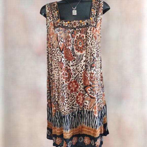 Forbidden Dresses & Skirts - 🌟HP🌟👗Vintage Forbidden Paisley Floral Beaded Sleeveless Boho Viscose Dress